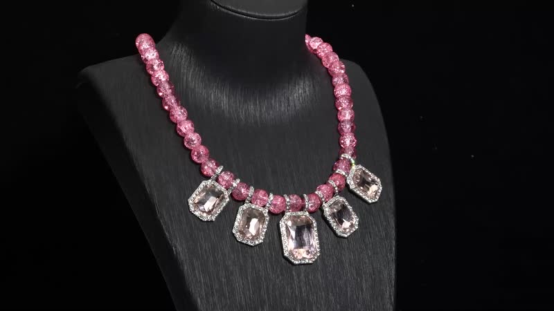 Simulated Blue Sapphire and Austrian Crystal Beaded Necklace 20-22 Inches in Silvertone