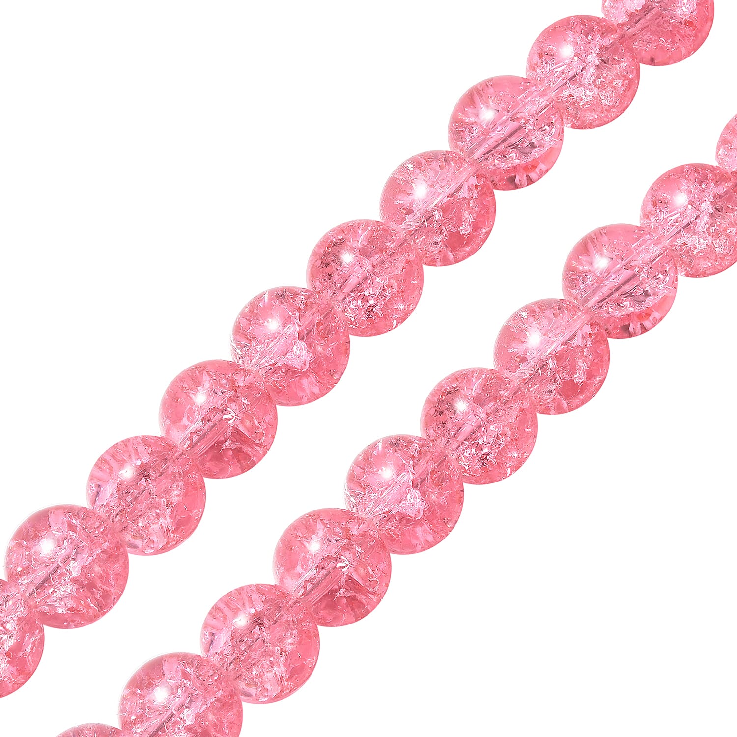 Simulated Pink Sapphire and Austrian Crystal Beaded Necklace 20-22 Inches in Silvertone