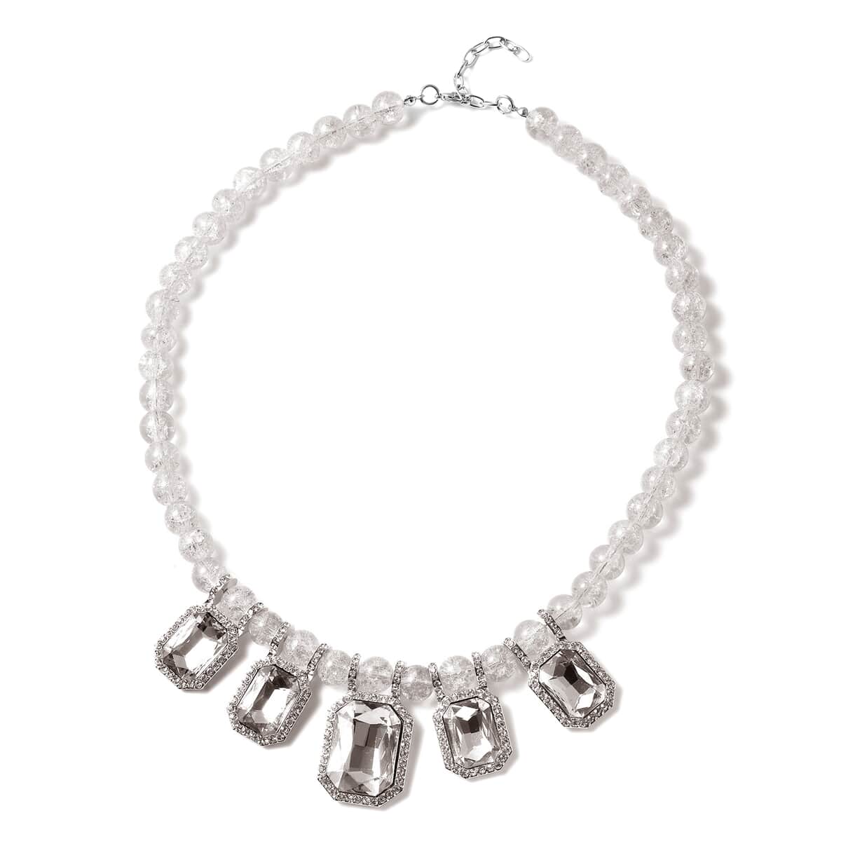 Simulated Topaz and Austrian Crystal Beaded Necklace 20-22 Inches in Silvertone image number 0