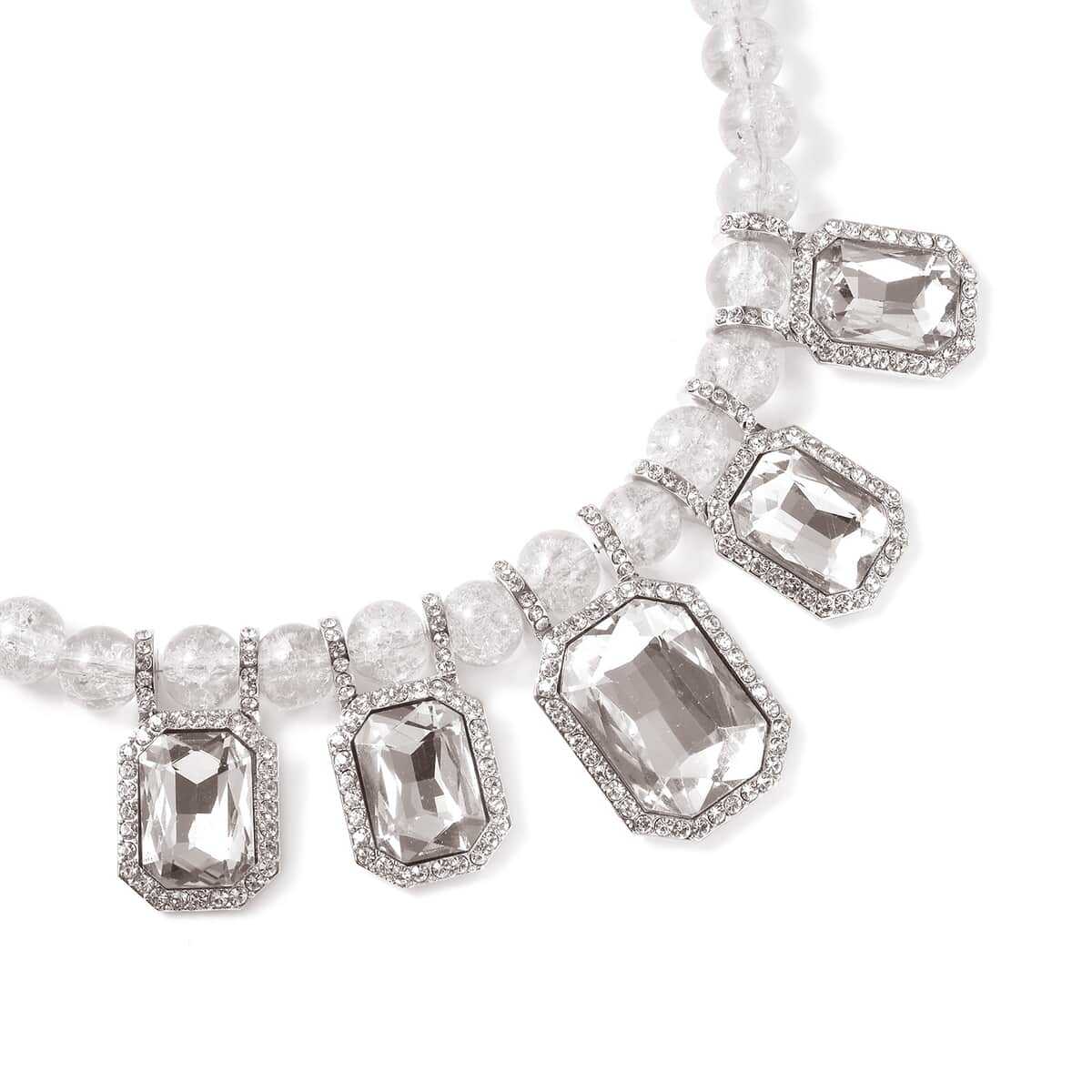 Simulated Topaz and Austrian Crystal Beaded Necklace 20-22 Inches in Silvertone image number 2