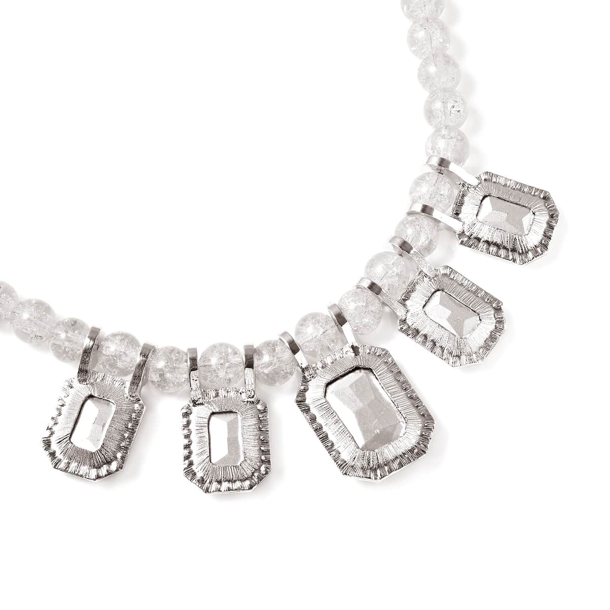 Simulated Topaz and Austrian Crystal Beaded Necklace 20-22 Inches in Silvertone image number 3