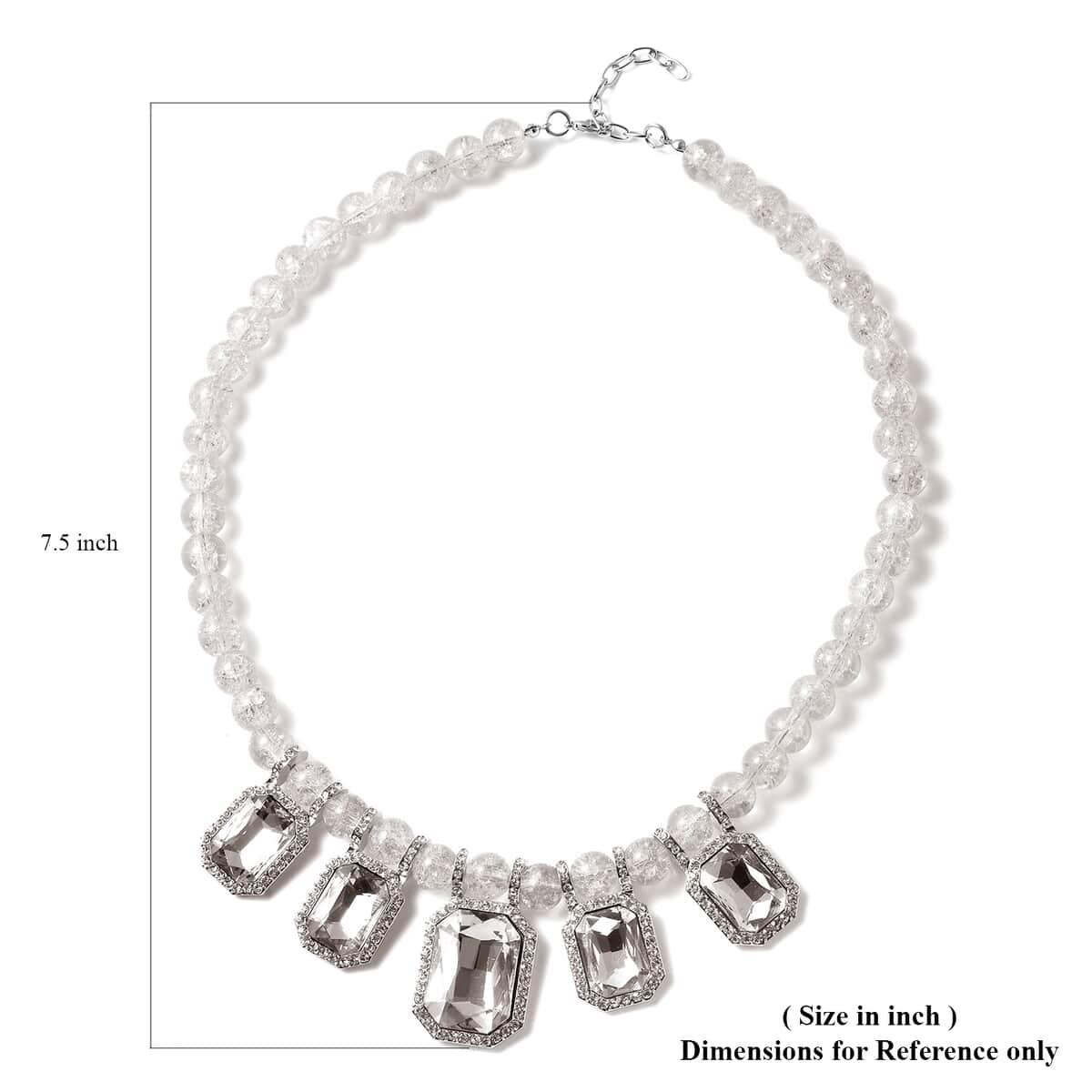 Simulated Topaz and Austrian Crystal Beaded Necklace 20-22 Inches in Silvertone image number 6
