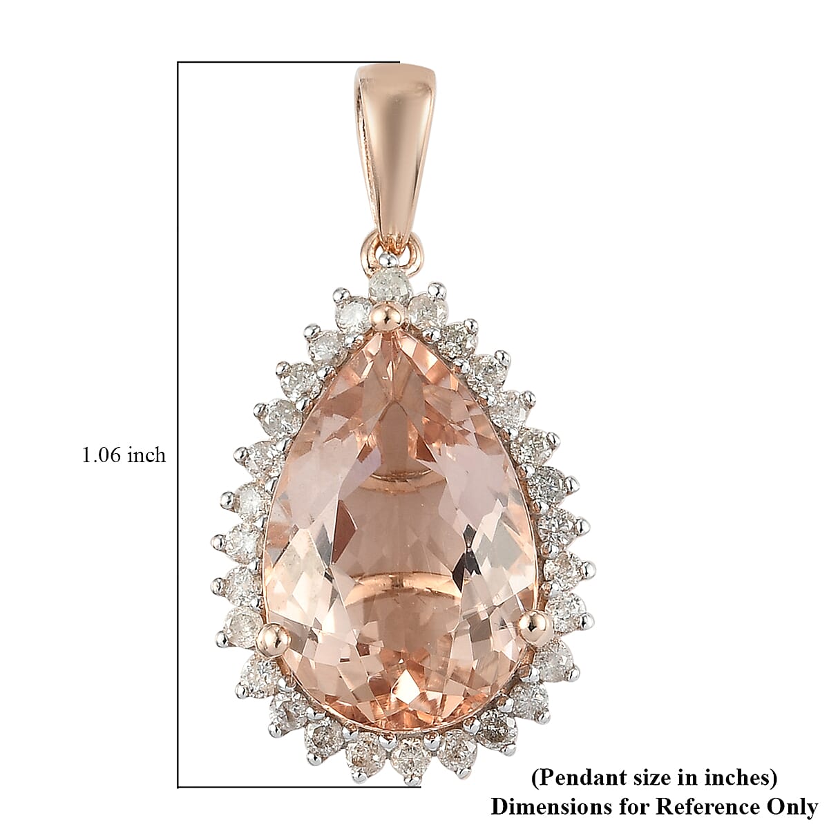 Luxoro 14K Rose Gold AAA Marropino Morganite and G-H I3 Diamond Pendant 2.35 Grams 6.00 ctw