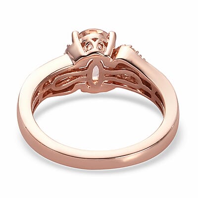 Marropino Morganite and Natural White Zircon Ring in Vermeil Rose Gold Over Sterling Silver (Size 10.0) 1.25 ctw