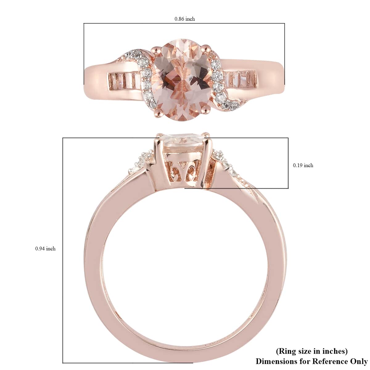 Marropino Morganite, Natural White Zircon Ring in Vermeil RG Over Sterling Silver (Size 10.0) 1.25 ctw image number 5