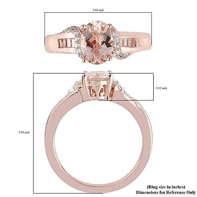 Marropino Morganite and Natural White Zircon Ring in Vermeil Rose Gold Over Sterling Silver (Size 10.0) 1.25 ctw