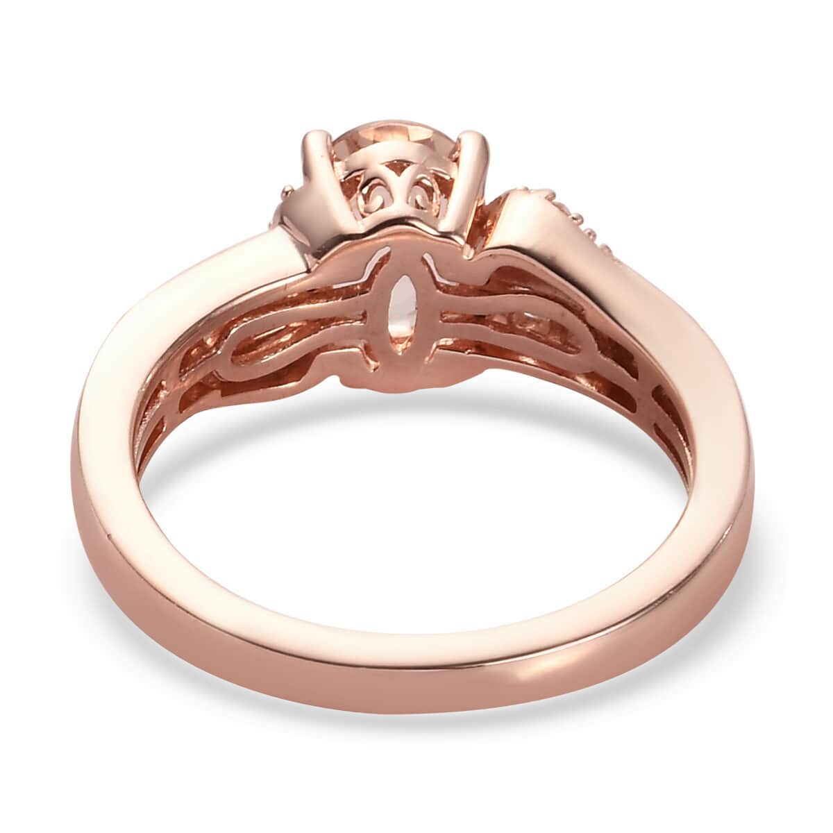 Marropino Morganite and White Zircon Ring in Vermeil Rose Gold Over Sterling Silver (Size 7.0) 1.25 ctw image number 4