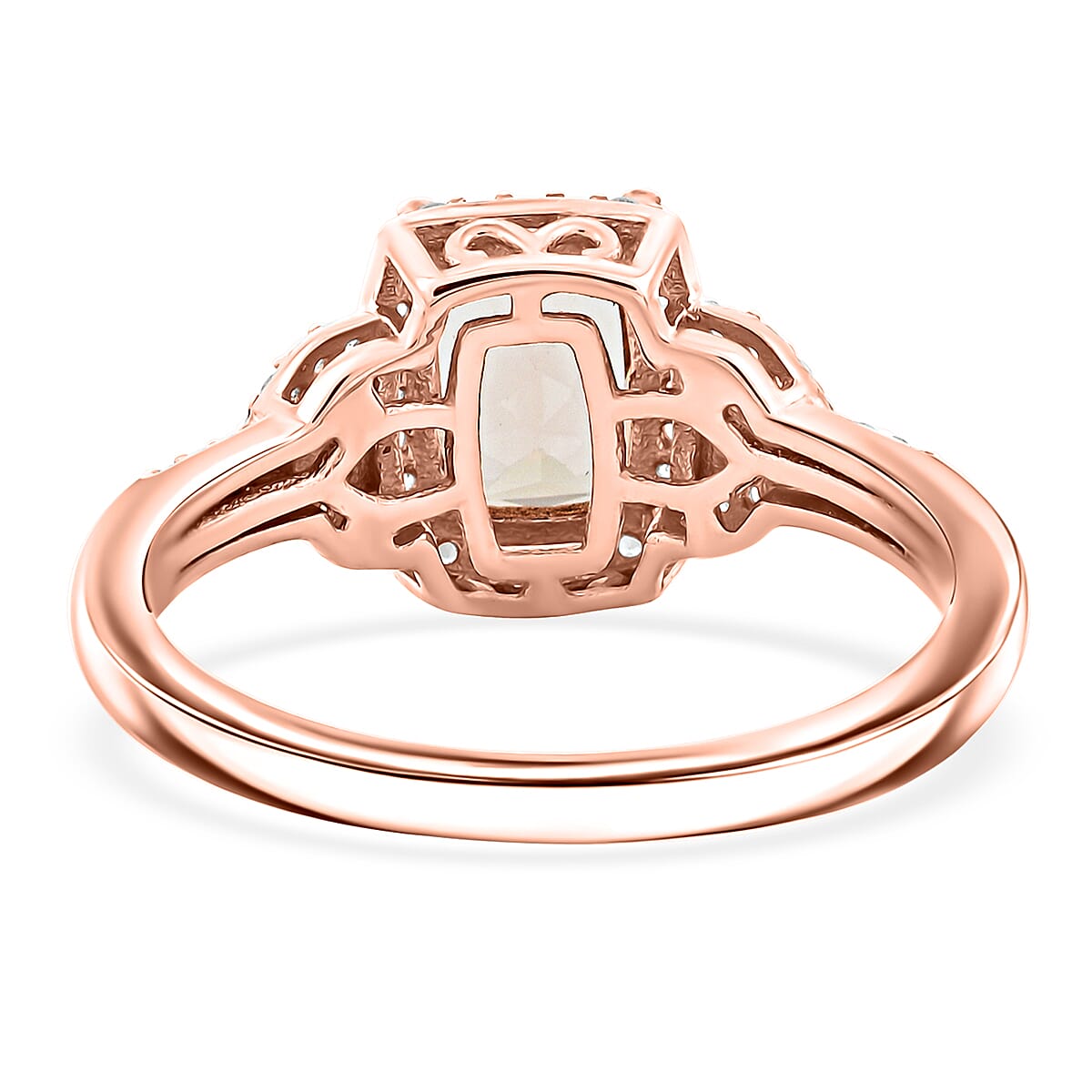 Marropino Morganite and Natural White Zircon Ring in Vermeil Rose Gold Over Sterling Silver (Size 7.0) 1.75 ctw