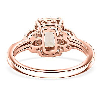 Marropino Morganite and Natural White Zircon Ring in Vermeil Rose Gold Over Sterling Silver (Size 7.0) 1.75 ctw