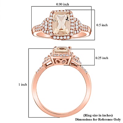 Marropino Morganite and Natural White Zircon Ring in Vermeil Rose Gold Over Sterling Silver (Size 7.0) 1.75 ctw