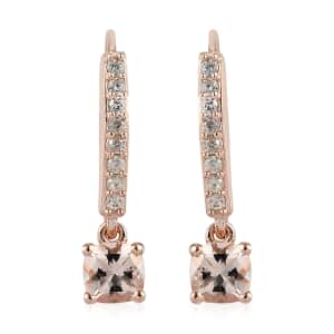 Marropino Morganite and Natural White Zircon Lever Back Earrings in Vermeil Rose Gold Over Sterling Silver 1.30 ctw