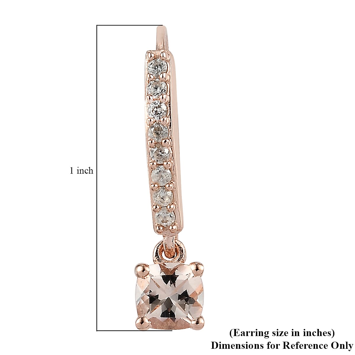 Marropino Morganite and Natural White Zircon Lever Back Earrings in Vermeil Rose Gold Over Sterling Silver 1.30 ctw