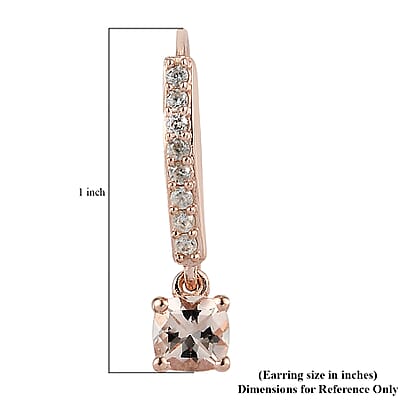 Marropino Morganite and Natural White Zircon Lever Back Earrings in Vermeil Rose Gold Over Sterling Silver 1.30 ctw