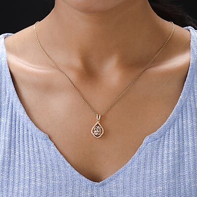 Marropino Morganite and Natural White Zircon Pendant in Vermeil Yellow Gold Over Sterling Silver 2.50 ctw