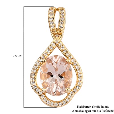 Marropino Morganite and Natural White Zircon Pendant in Vermeil Yellow Gold Over Sterling Silver 2.50 ctw