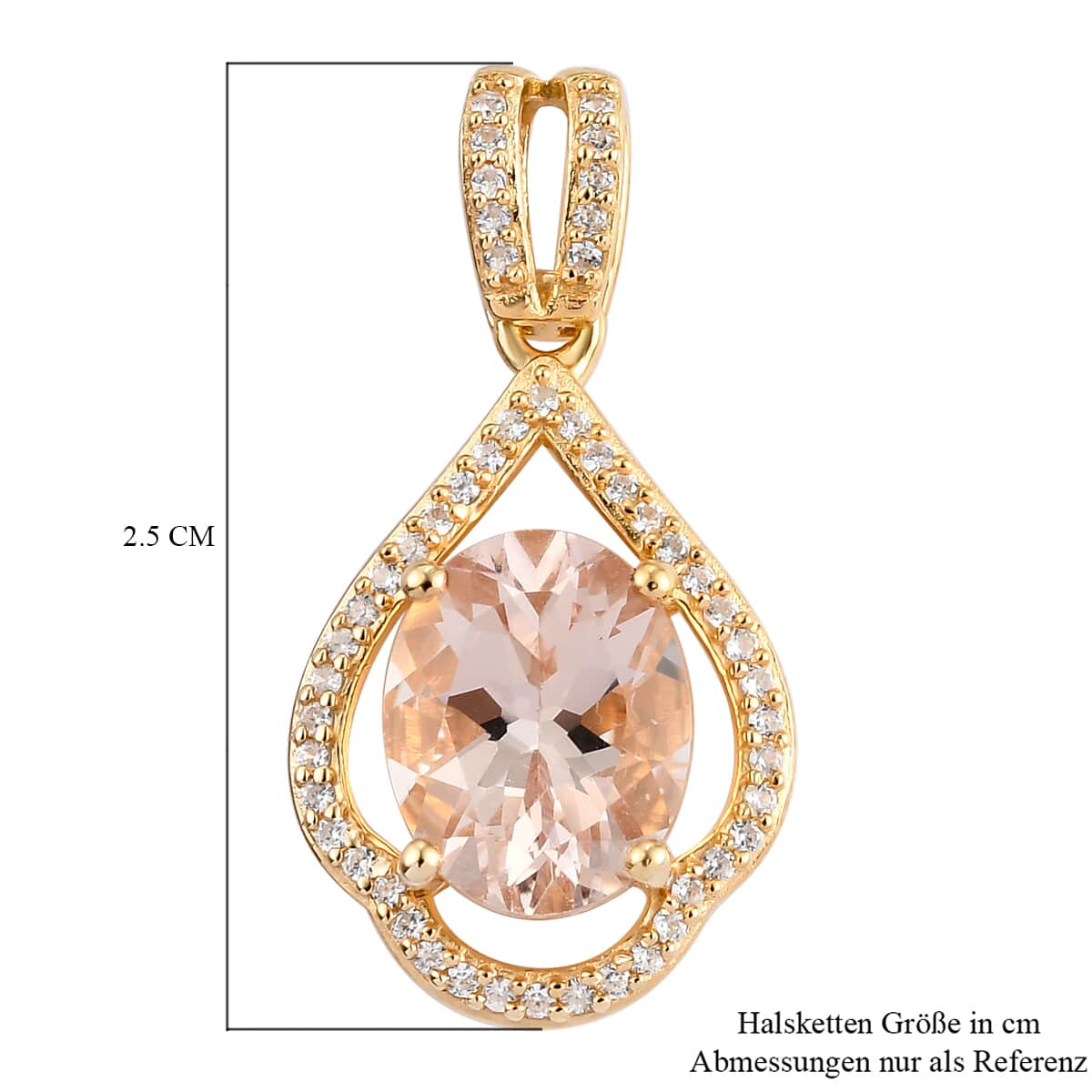 Marropino Morganite and Natural White Zircon Pendant in Vermeil Yellow Gold Over Sterling Silver 2.50 ctw image number 4