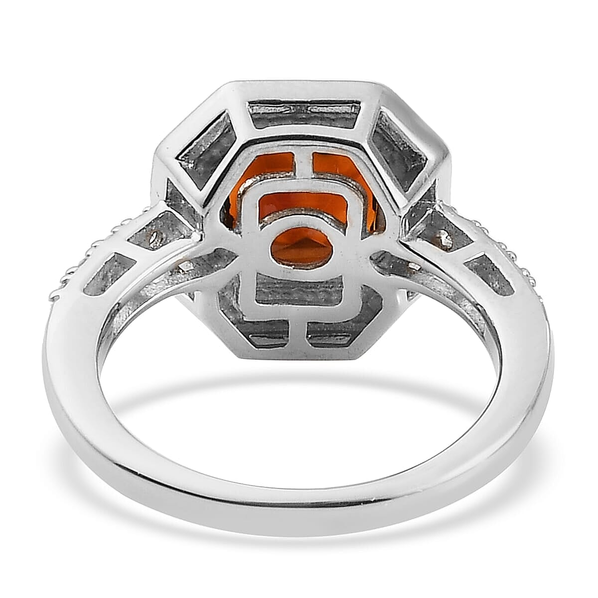 Web-Ex Doorbuster Brazilian Cherry Citrine and Natural White Zircon Enameled Ring in Platinum Over Sterling Silver 1.85 ctw image number 4