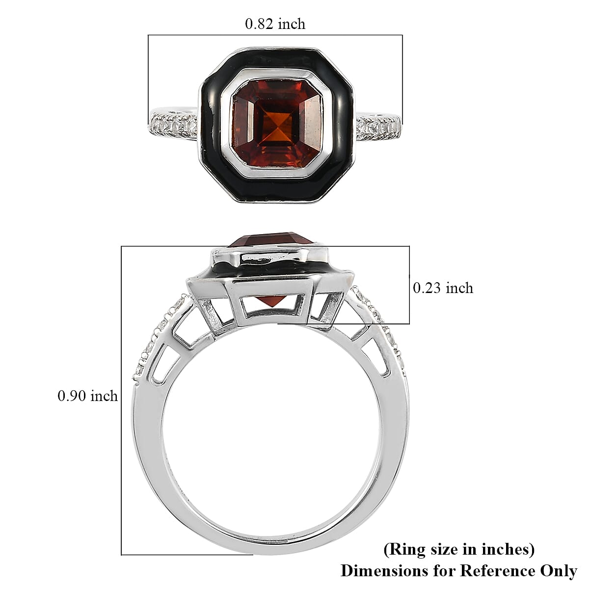 Brazilian Cherry Citrine and Natural White Zircon Enameled Ring in Platinum Over Sterling Silver (Size 6.0) 1.85 ctw image number 5