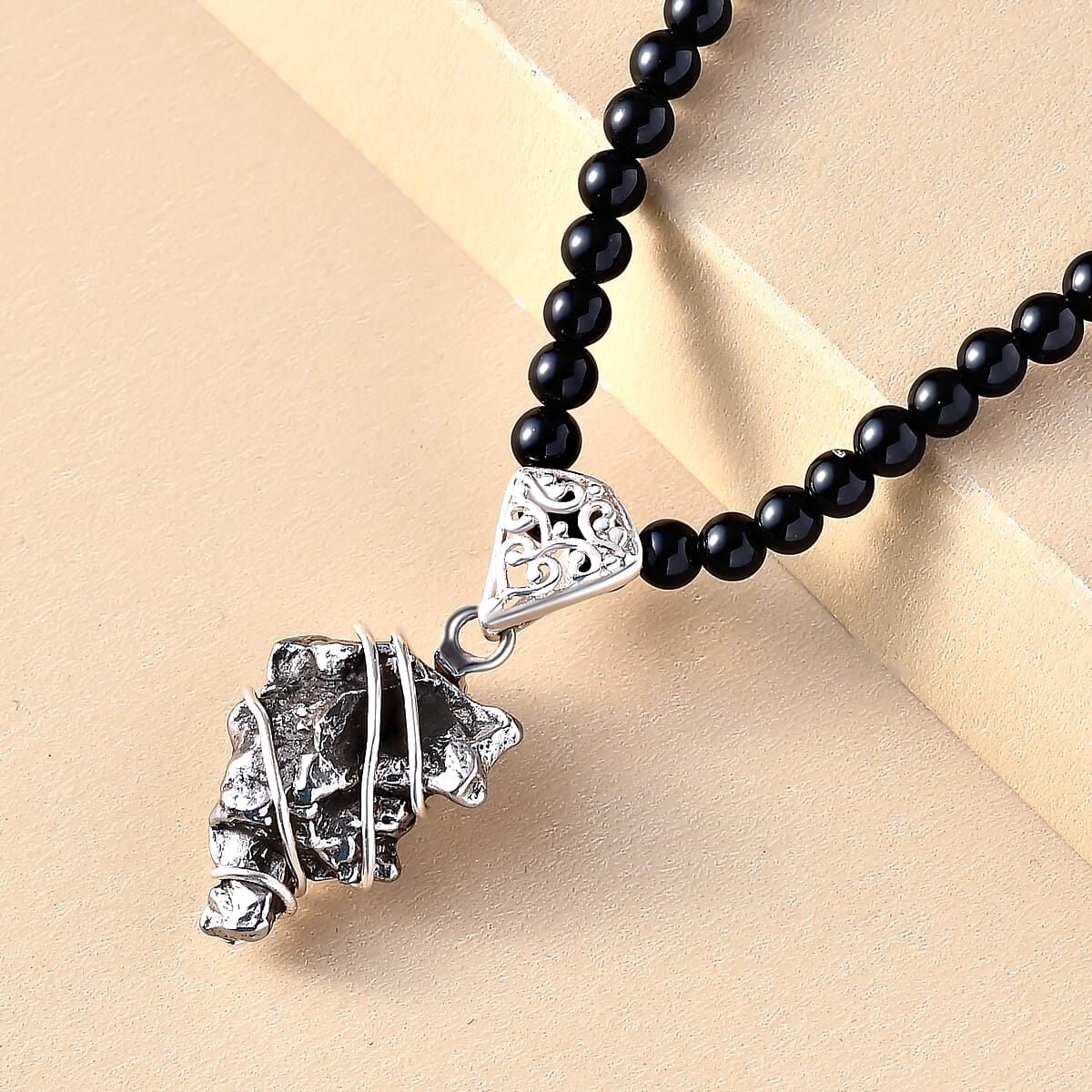 Marvelous Meteorites and Thai Black Spinel 111.90 ctw Necklace in Sterling Silver 20 Inches  image number 2