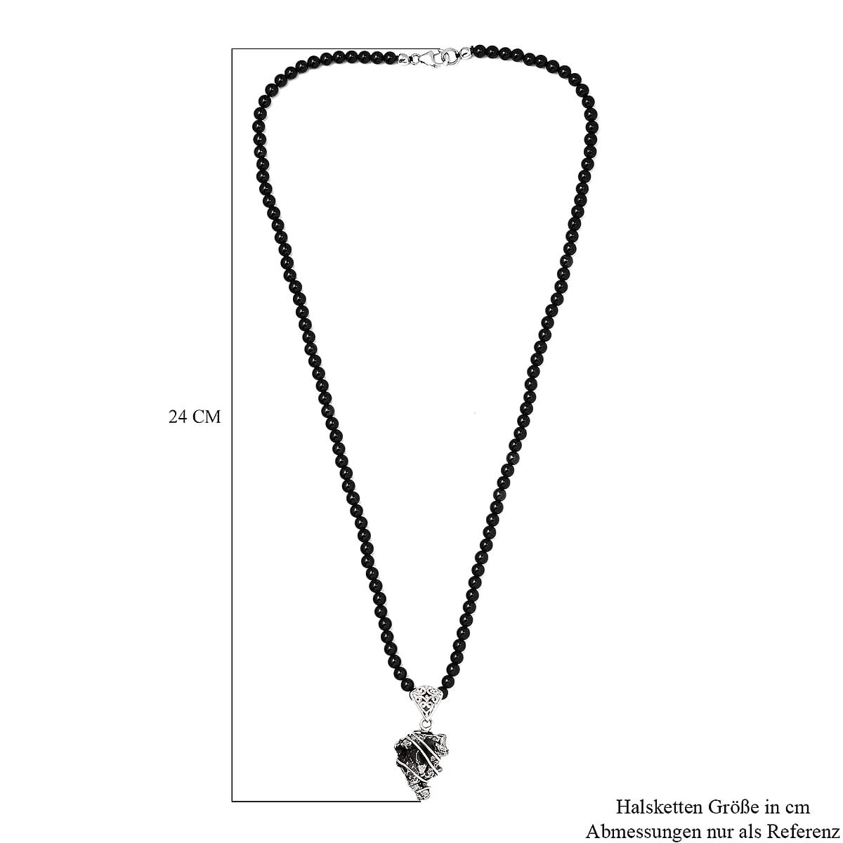 Marvelous Meteorites and Thai Black Spinel 111.90 ctw Necklace in Sterling Silver 20 Inches  image number 4