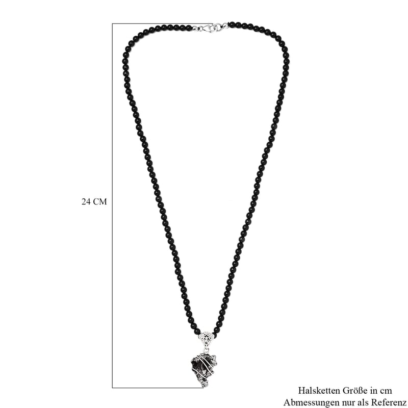 Marvelous Meteorites and Thai Black Spinel 111.90 ctw Necklace in Sterling Silver 20 Inches 