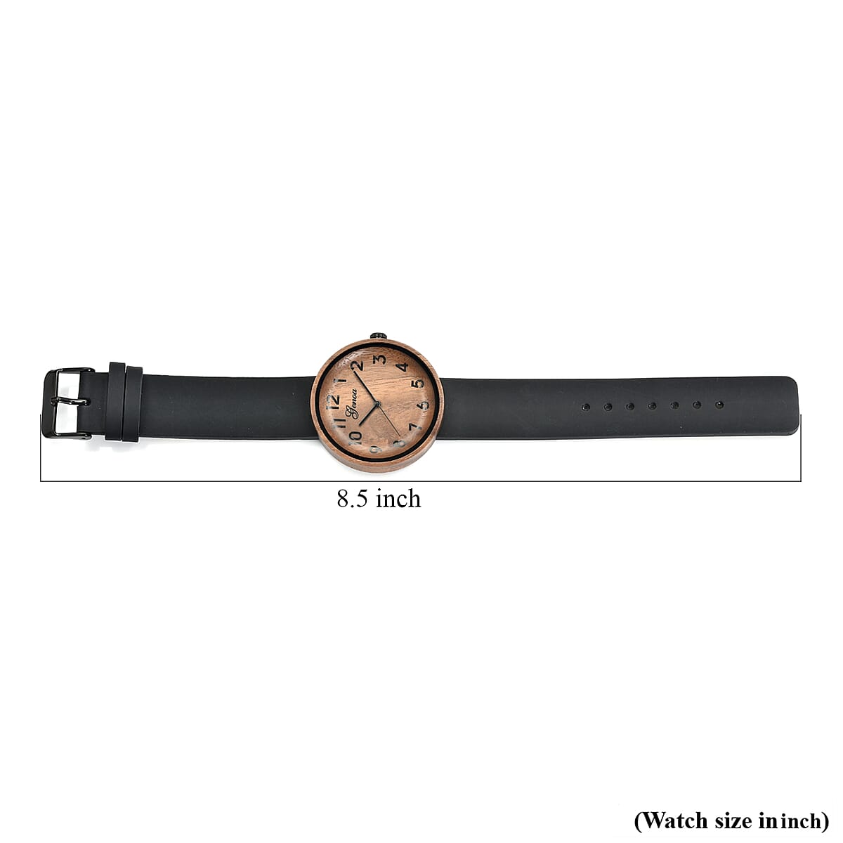 Genoa Miyota Japanese Movement Red Sandalwood Watch with Black Leather Strap image number 6