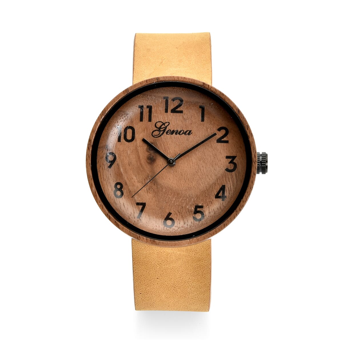 Genoa Miyota Japanese Movement Walnut Watch with Brown Leather Strap image number 0
