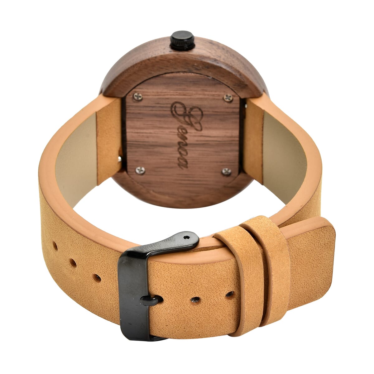Genoa Miyota Japanese Movement Walnut Watch with Brown Leather Strap image number 5