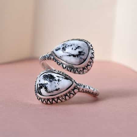 American Natural White Buffalo Bypass Ring in Sterling Silver (Size 7.0) 4.15 ctw image number 1