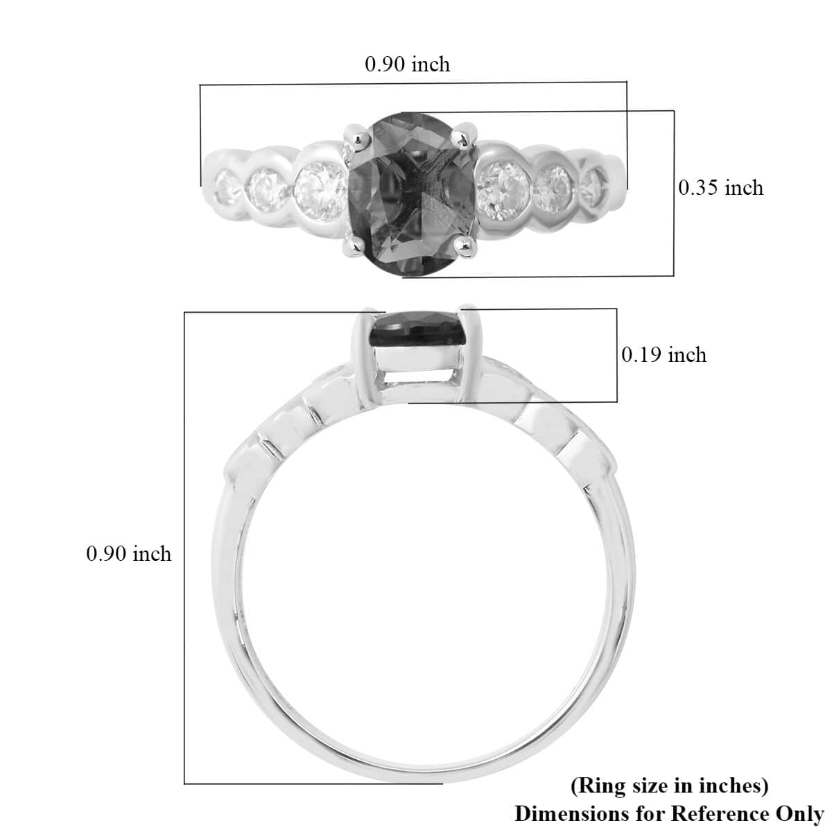 Madagascar Blue Sapphire and Moissanite Ring in Platinum Over Sterling Silver (Size 7.0) 1.40 ctw image number 4