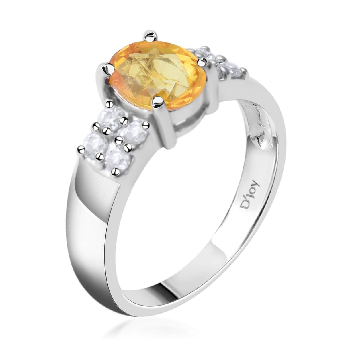 Madagascar Yellow Sapphire and Moissanite Ring in Platinum Over Sterling Silver (Size 6.0) 1.40 ctw image number 2