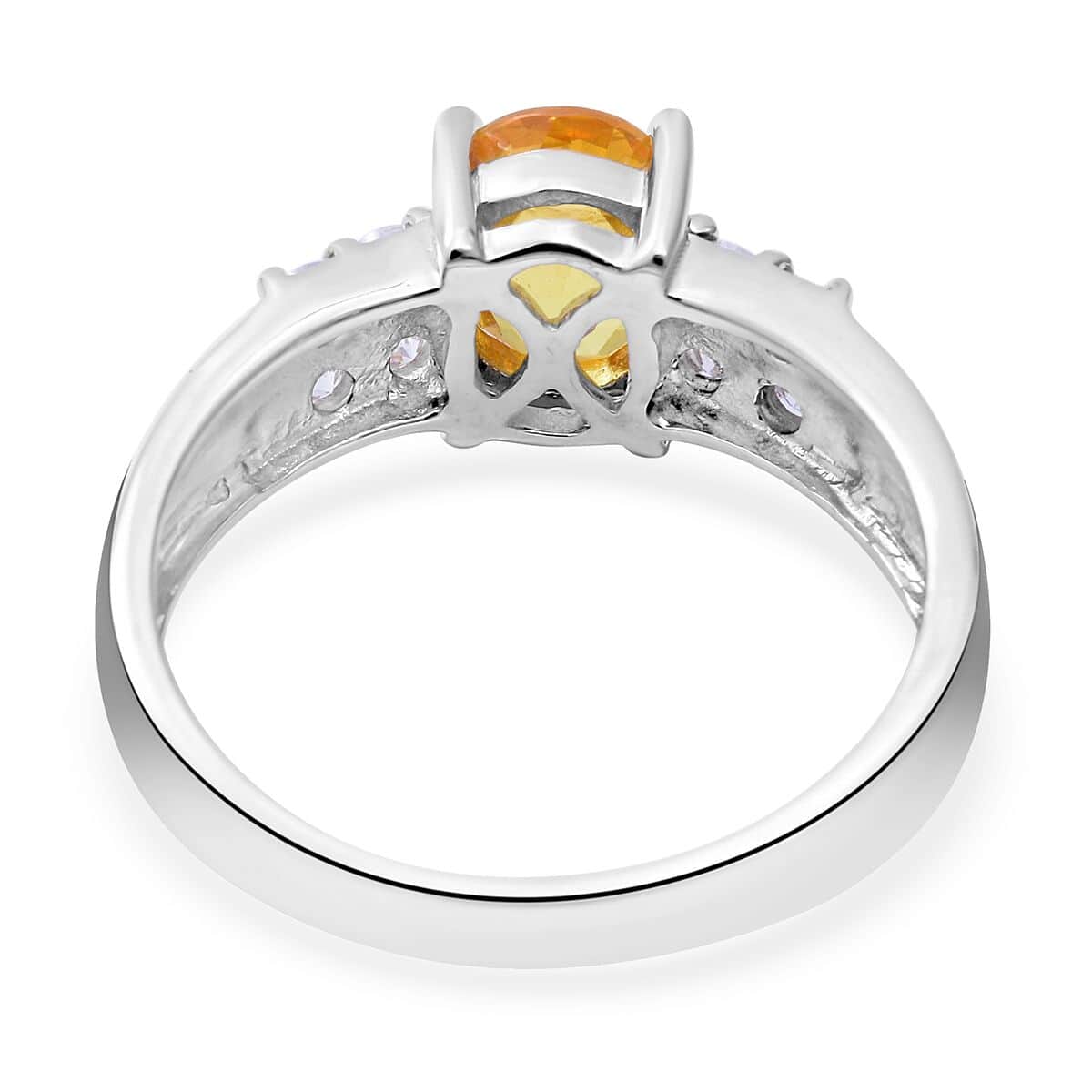 Madagascar Yellow Sapphire and Moissanite Ring in Platinum Over Sterling Silver (Size 6.0) 1.40 ctw image number 3