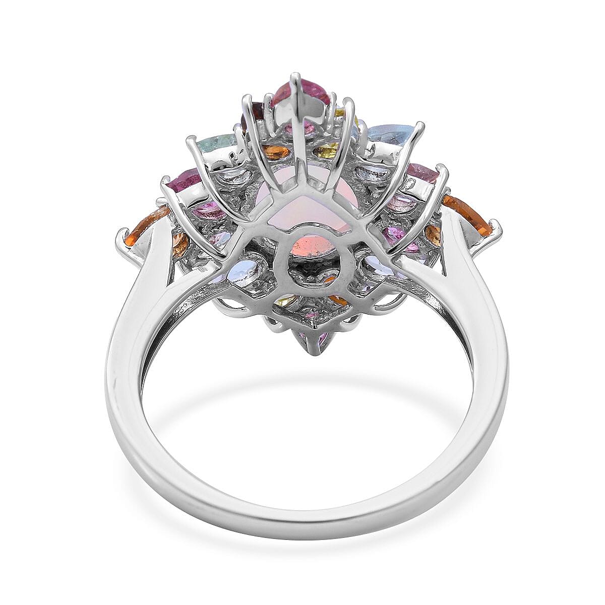 Premium Ethiopian Welo Opal and Multi-Tourmaline Floral Ring in Platinum Over Sterling Silver (Size 6.0) 4.15 ctw image number 3