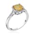 Premium Madagascar Yellow Sapphire and Natural White Zircon Halo Ring in Platinum Over Sterling Silver (Size 10.0) 2.00 ctw image number 2