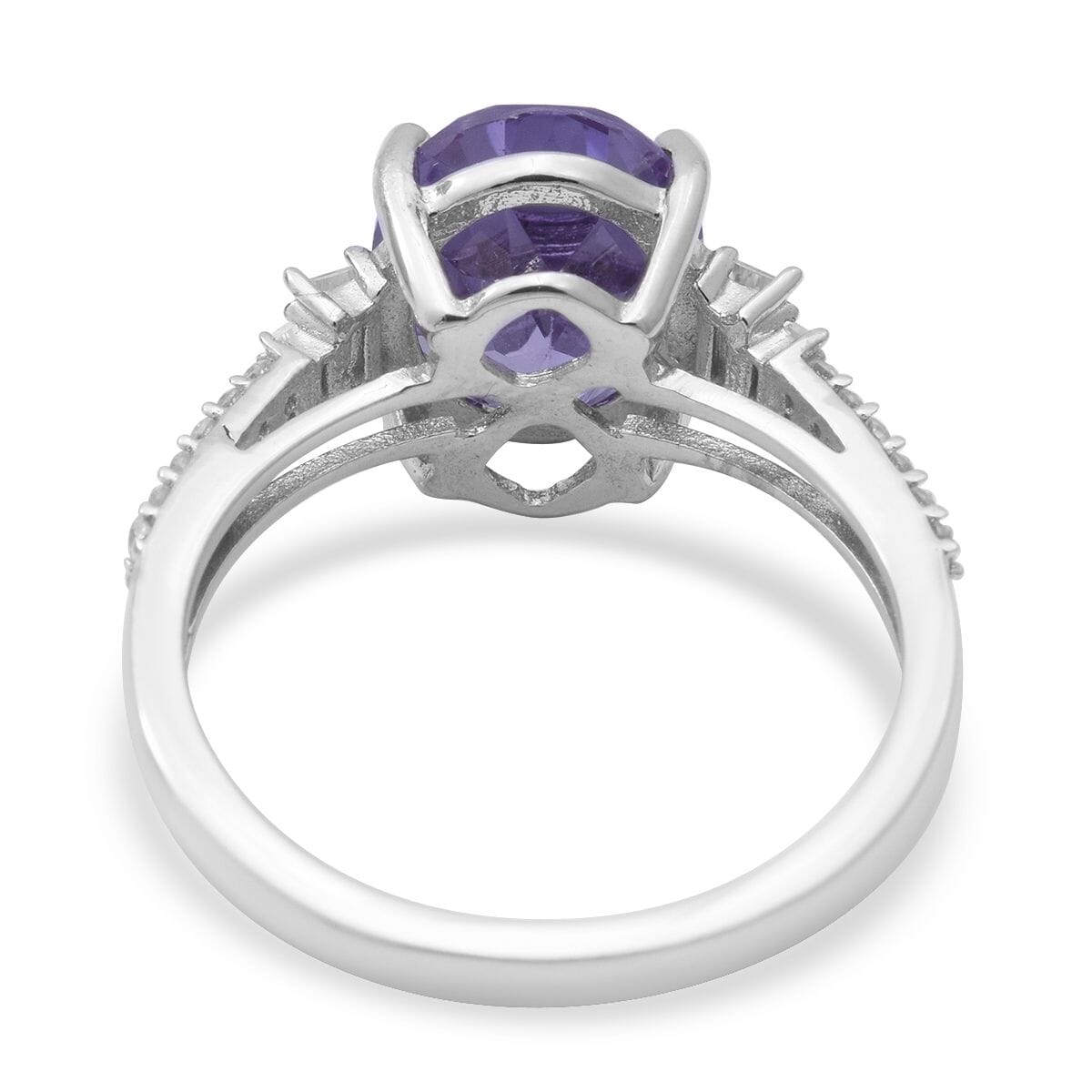 Lab Created Alexandrite and Natural White Zircon 4.25 ctw Ring in Platinum Over Sterling Silver (Size 6.0)  image number 3