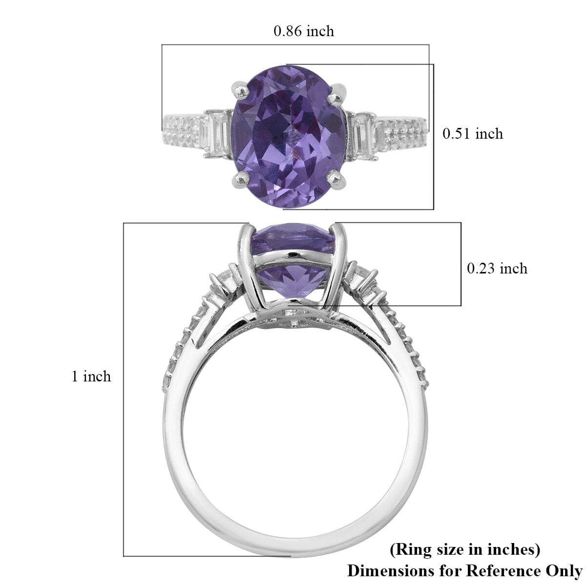 Lab Created Alexandrite and Natural White Zircon 4.25 ctw Ring in Platinum Over Sterling Silver (Size 9.0)  image number 4