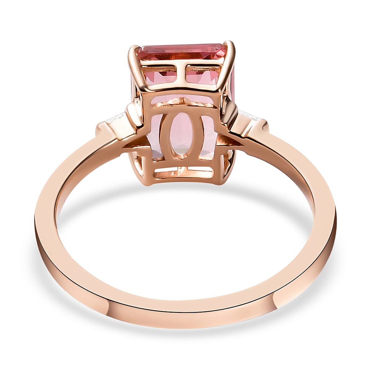 LUXORO 14K Rose Gold Premium Natural Blush Tourmaline and G-H I3 Diamond Accent Ring 2.25 Grams 2.35 ctw image number 4