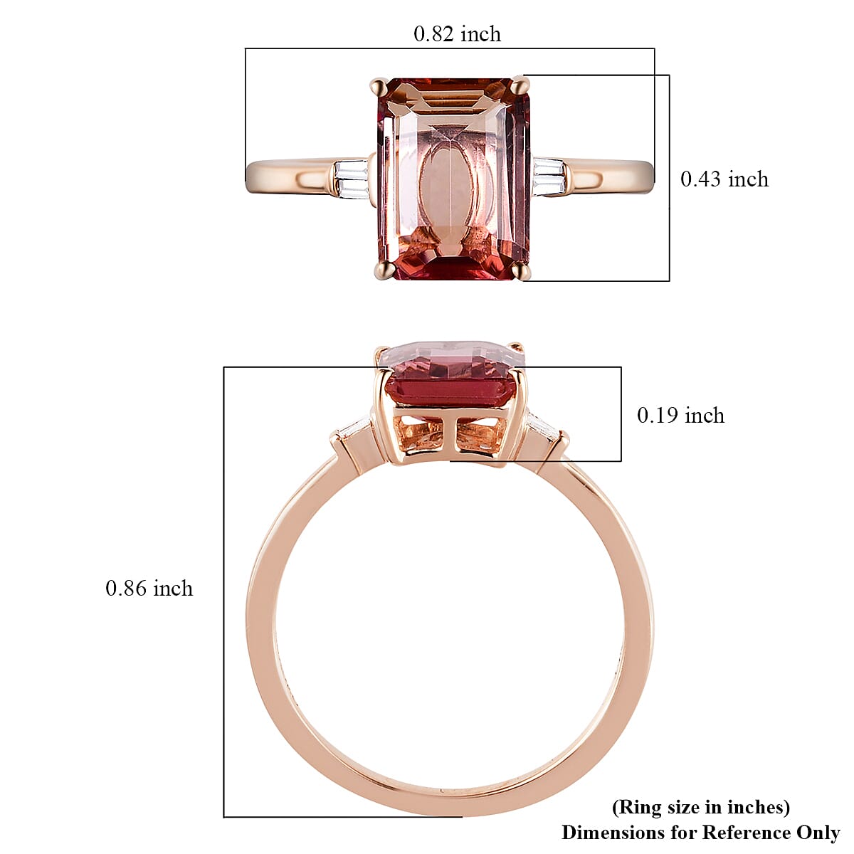 LUXORO 14K Rose Gold Premium Natural Blush Tourmaline and G-H I3 Diamond Accent Ring 2.25 Grams 2.35 ctw image number 5