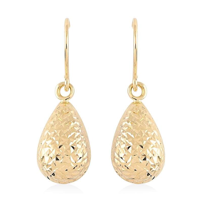 14K Yellow Gold Diamond-Cut Dangle Earrings