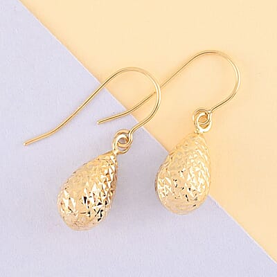 14K Yellow Gold Diamond-Cut Dangle Earrings