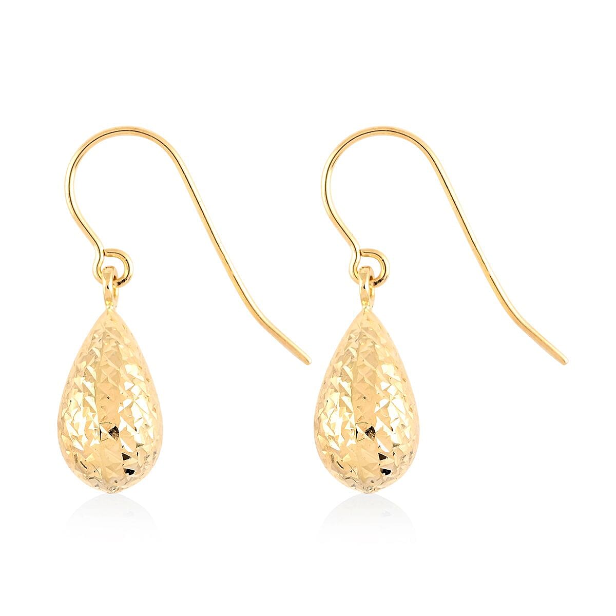 14K Yellow Gold Diamond-Cut Dangle Earrings image number 3