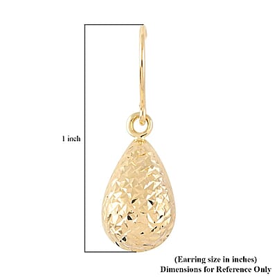 14K Yellow Gold Diamond-Cut Dangle Earrings