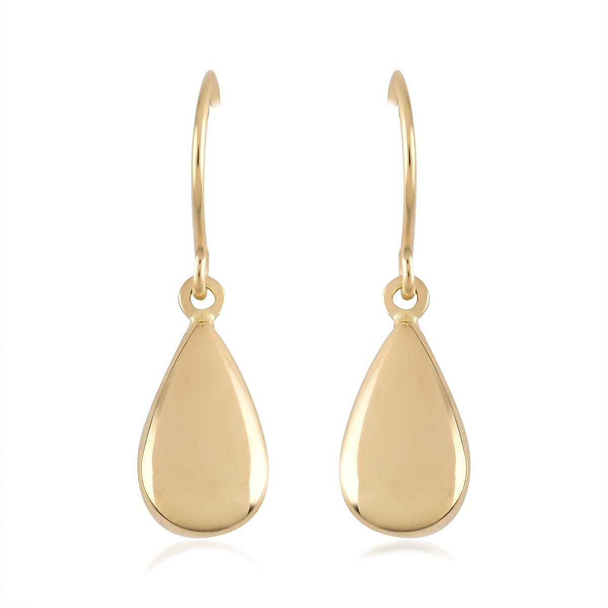 14K Yellow Gold Mirror Teardrop Dangle Earrings