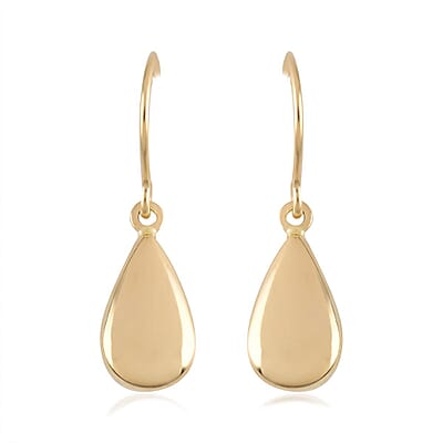 14K Yellow Gold Mirror Teardrop Dangle Earrings