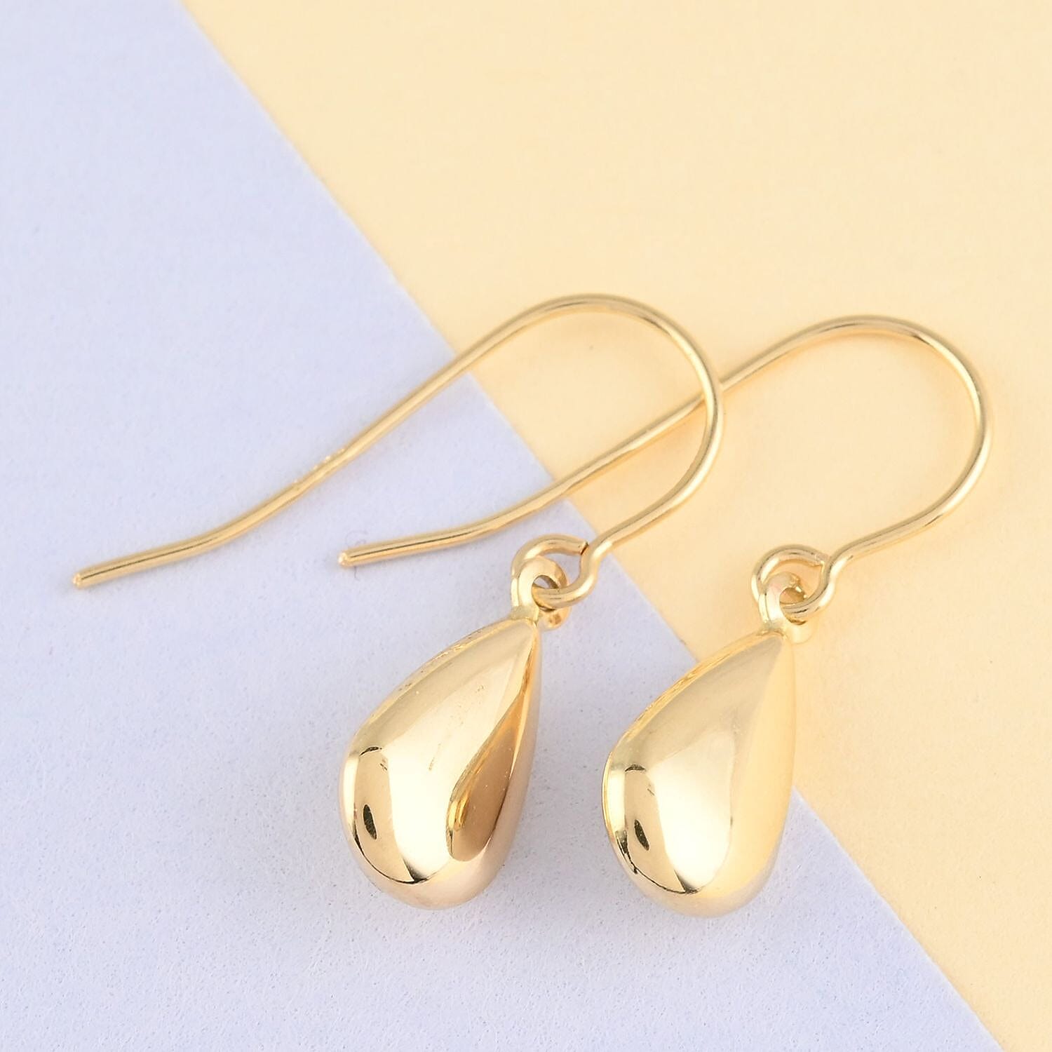 14K Yellow Gold Mirror Teardrop Dangle Earrings