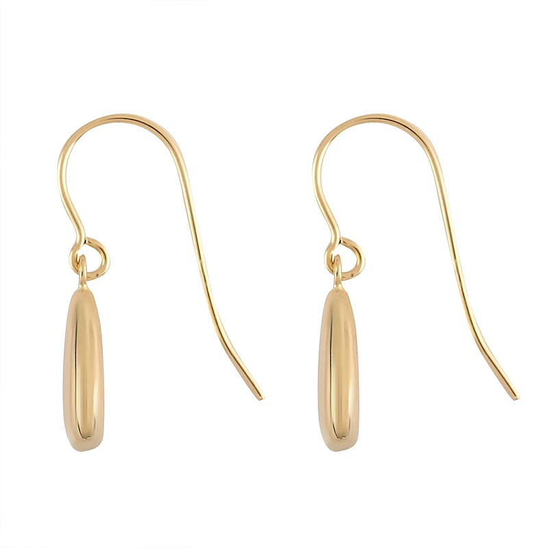 14K Yellow Gold Mirror Teardrop Dangle Earrings