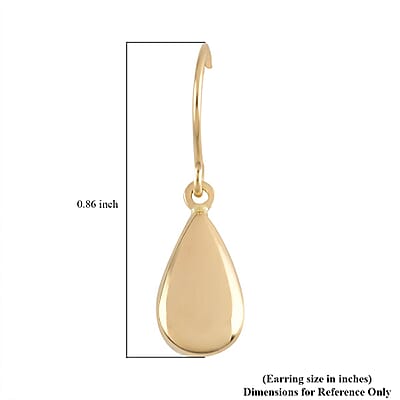 14K Yellow Gold Mirror Teardrop Dangle Earrings
