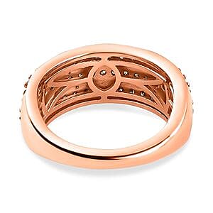 Natural Champagne Diamond 0.99 ctw Cluster Ring in Vermeil RG Over Sterling Silver (Size 8)