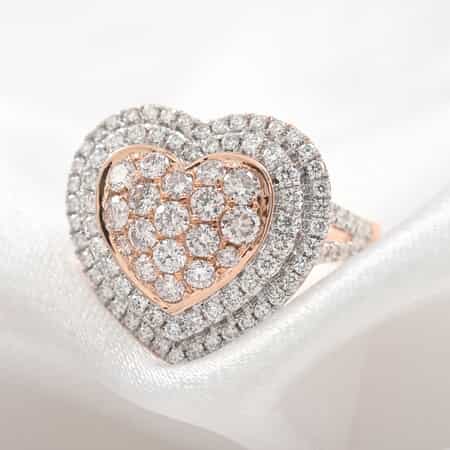 MIO AMOUR 14K Rose and White Gold Natural Pink and White Diamond (SI1) Heart Ring 5.50 Grams 1.50 ctw image number 1