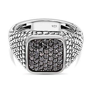Black Diamond 1.00 ctw Ring in Black Oxidised Sterling Silver (Size 11.5)